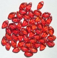 50 12mm Transparent Red, Orange, & Dark Pink Glass Leaf Beads
